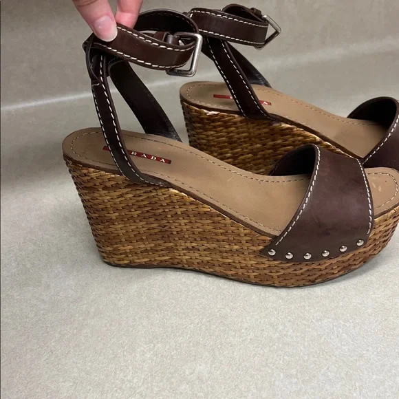 Prada Leather Espadrilles Wedges - Picture 4 of 11